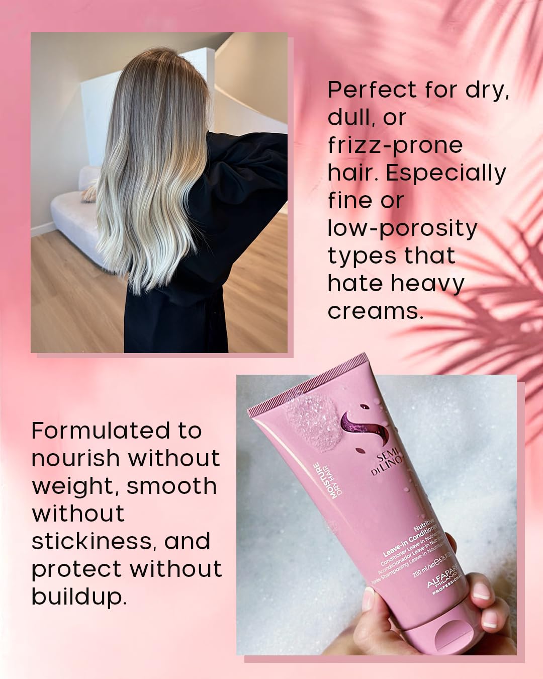 ALFAPARF MILANO Semi Di Lino Moisture Nutritive Leave-in Sulfate Free Conditioner for Dry Hair - Professional Salon Quality - SLS, Paraben and Paraffin Free - Safe on Color Treated Hair