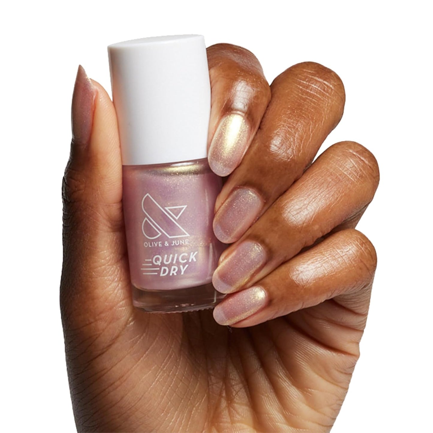 Quick Dry Nail Polish - Smudgeproof, Vegan & Cruelty-Free | Sugarcoat Shimmery Pink, Lasts Up to 5 Days