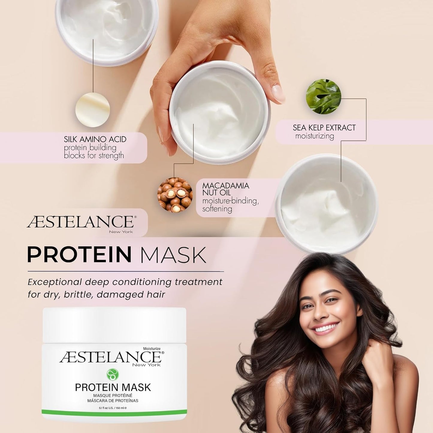 Protein Hair Mask - Deep Conditioning Treatment for Very Dry Hair | Ultimate Repair for Damaged Hair 5.1 fl oz
