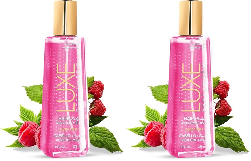 Luxe Perfumery Hair & Body Perfume Mist - Sugar Bliss Scent, 8 Fl Oz | Pack of 2