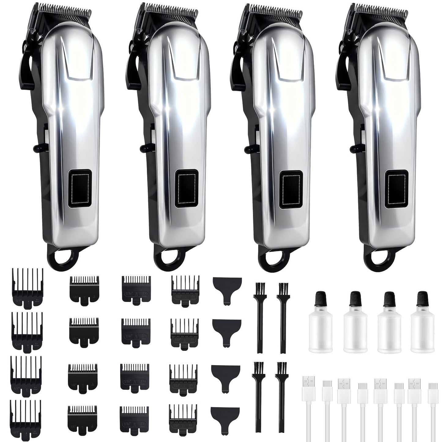 4 Pack Hair Clippers for Men Cordless Clippers for Hair Cutting Rechargeable Beard Hair Trimmer LED Display