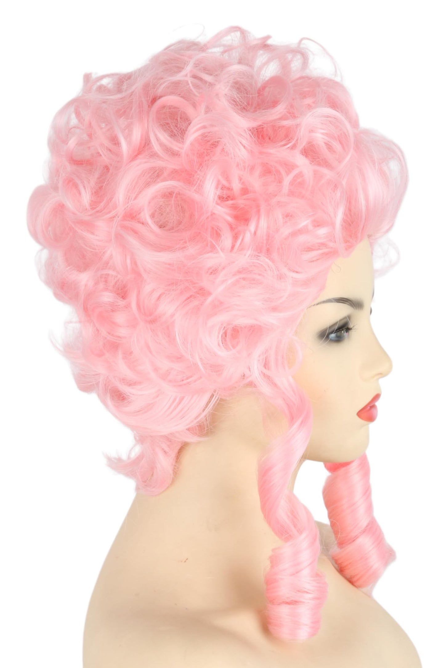 Topcosplay Pink Powdered Beehive Drag Queen Wig for Women Girl Bouffant Baroque Renaissance Wigs Short Curly