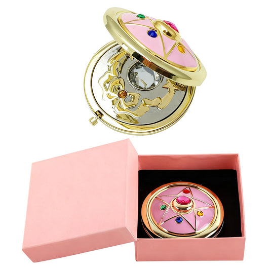 shenruifa Portable Up Mirror Japanese Cute Anime Flop Portable Transformer Silver Crystal Folding (1)