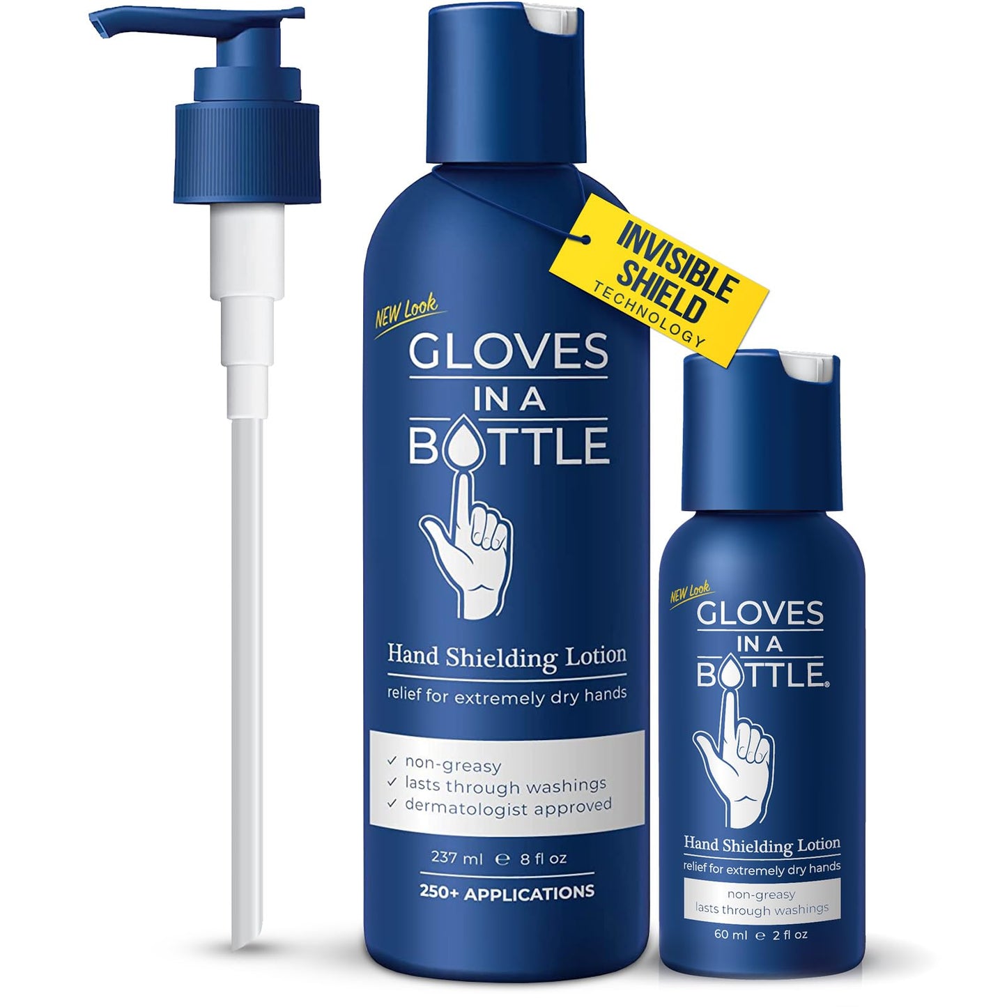 Gloves In A Bottle Shielding Lotion for Nurses & Healthcare Workers – Non-Greasy Protective Barrier Lotion for Dry, Cracked Hands | Water-Resistant Moisturizer | 2 oz & 8 oz Pump