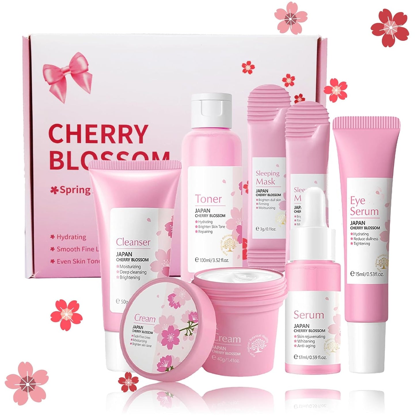 Cherry Blossom Skincare Set for Teenage Girls | Pampering Facial Kit & Gift Set - One Size
