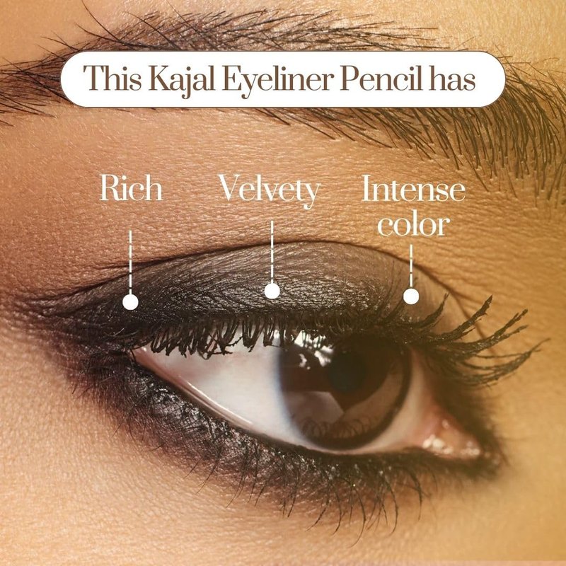 ANCIENT INDIA Clean Smudge Eyeliner - Vegan Eye Pencil for Smokey Eye Looks - Rich Pigmented Velvet Formula with Anti-Oxidants - Traditional Indian Beauty Essential for Daily Wear - Black