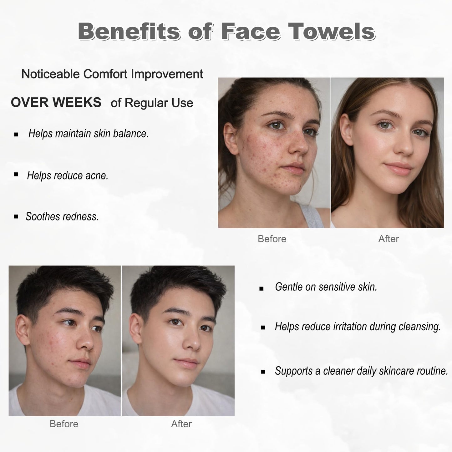 GentlGlow Disposable Face Towels, Clean Facial Towels, Multi-purpose Towels for Makeup Remover, Travel Towel, Facial Wash And Dry, Skincare, Daily Cleaning, 4 Pack (280 Count) 8 x 8 Inches