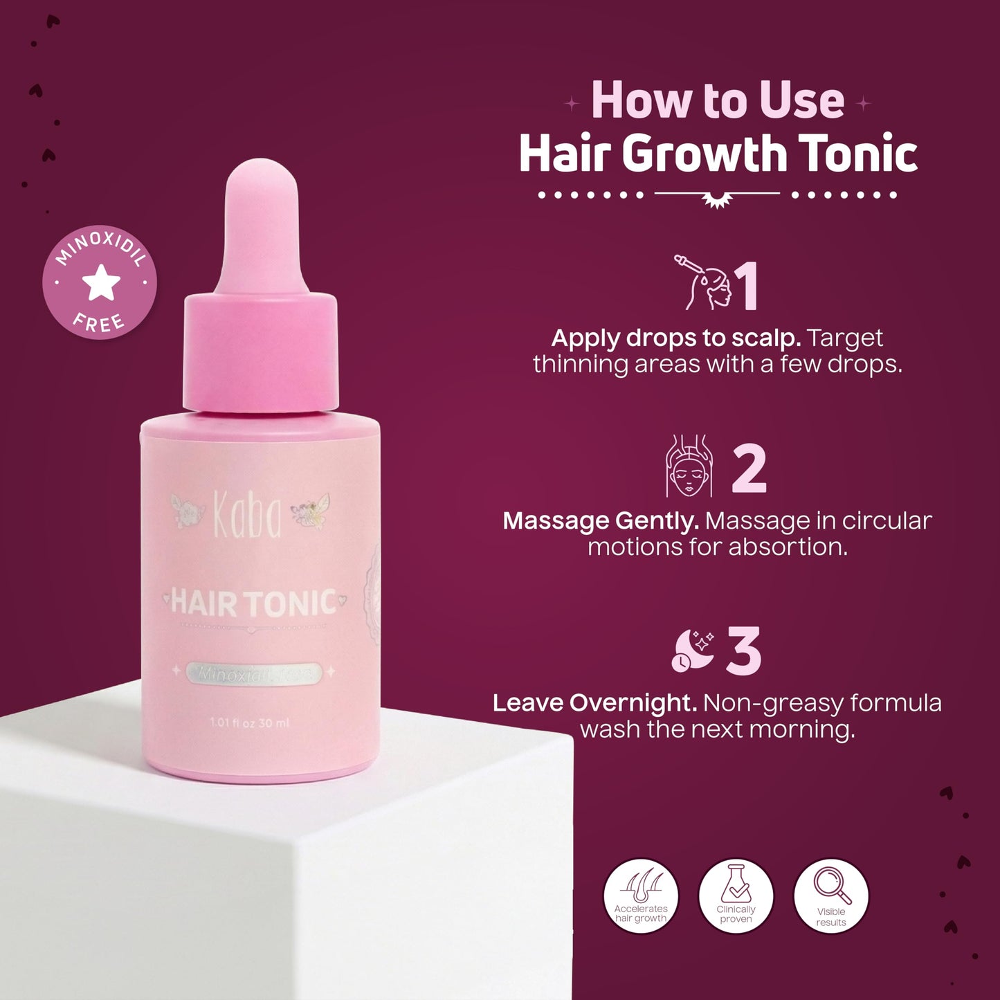 Kaba Tonic Hair Growth Serum - Hair Growth Products, Hair Loss Treatments for Women, Growth Accelerator, Regrowth Treatment, Control Excessive Oil - 1 Oz
