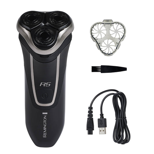 Remington R5 Style Series Rotary Shaver for Men, Smooth Glide for Sensitive Skin Comfort, Waterproof Rechargeable Electric Razor with Graphite Coating and Contour Technology