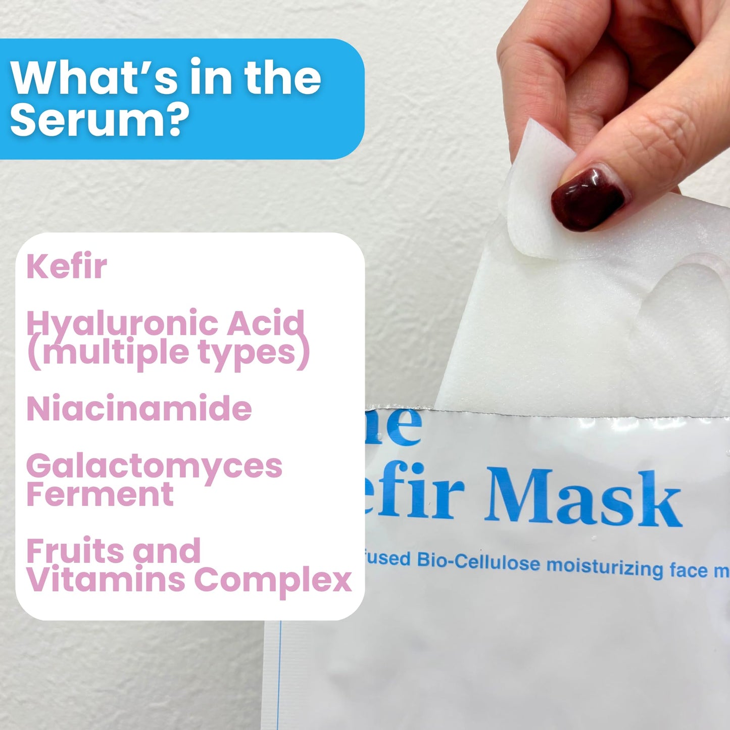 NKG The Kefir Mask - Premium Moisturizing Face Mask - Unique Kefir-Based Serum On a Biocellulose Mask (4 Mask Pack)