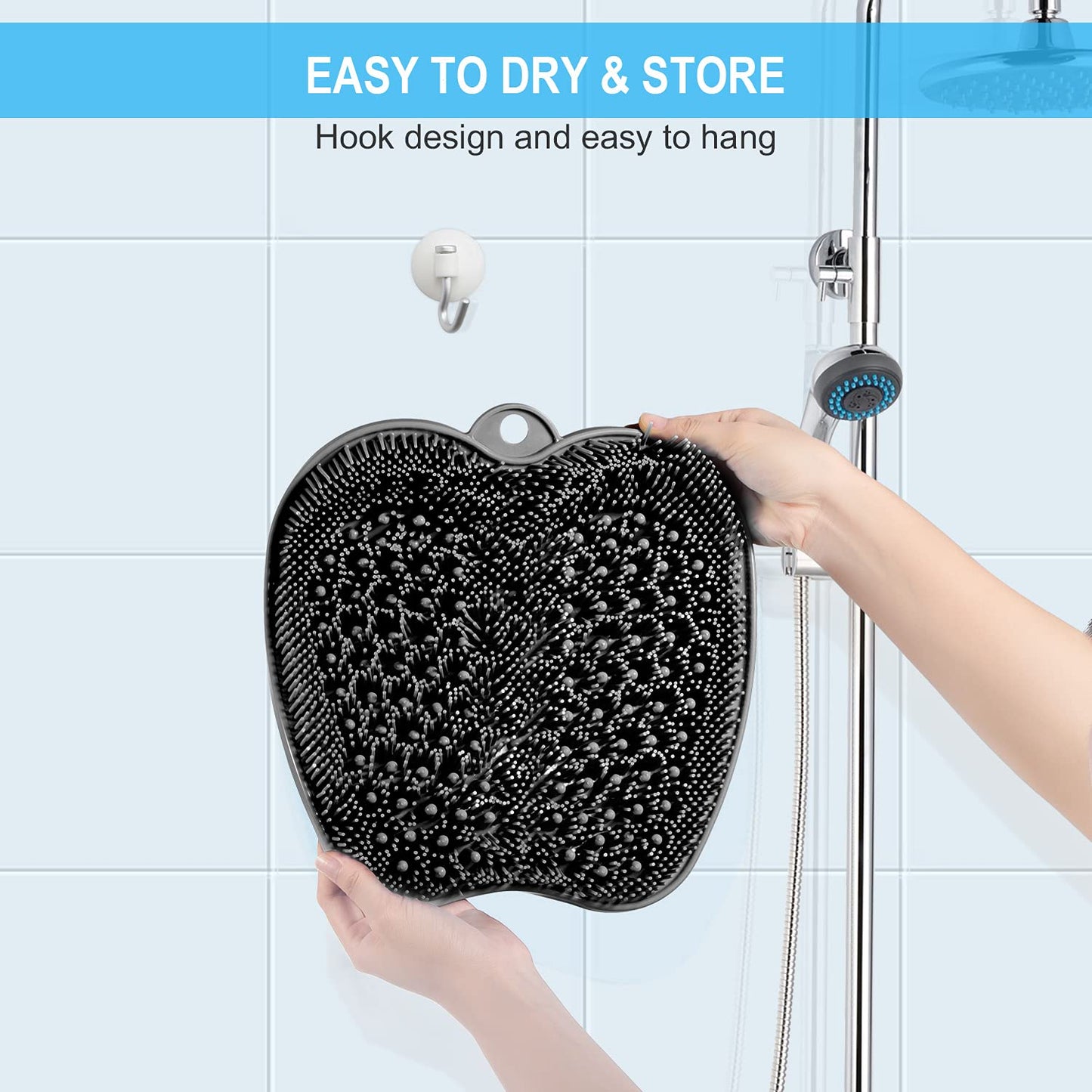 BESKAR 2Pack Shower Foot Scrubber Mat, Foot Scrubbers for Use in Shower, Cleaning & Exfoliating Your Feet No Bend