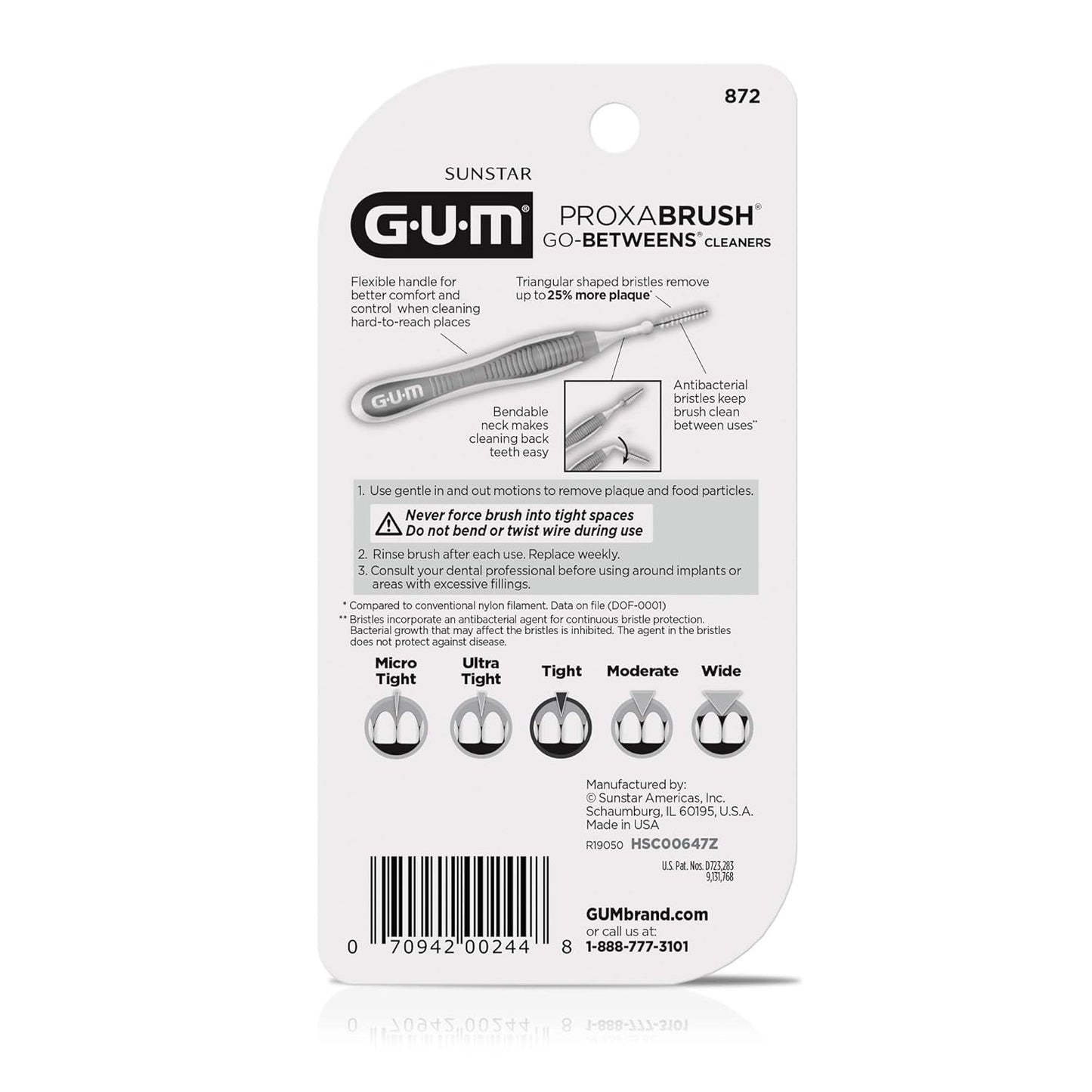 GUM Proxabrush Interdental Brushes - Soft Bristle Dental Picks for Plaque Removal | 10 Count (Pack of 6)