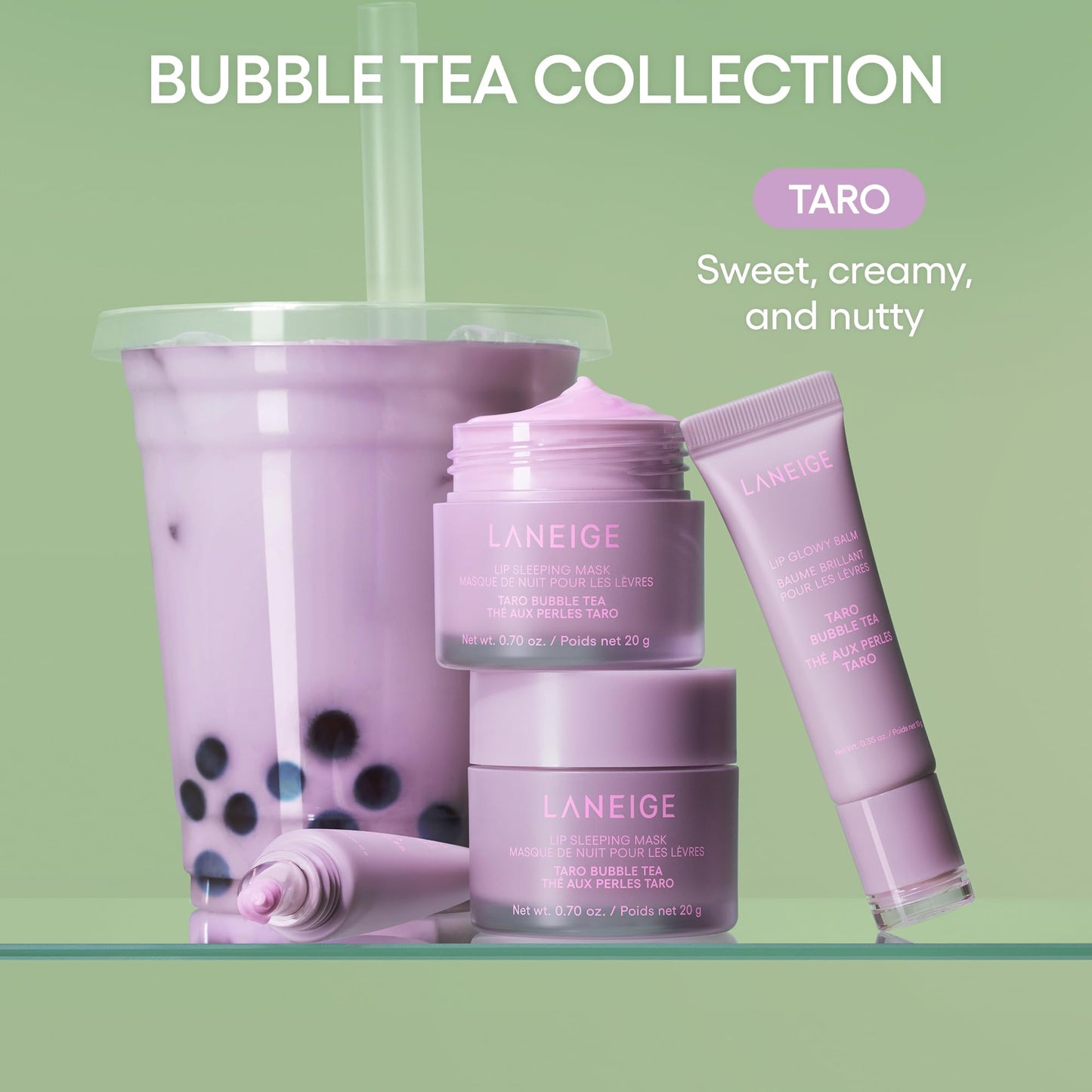 LANEIGE Lip Sleeping Mask – Taro Bubble Tea | Overnight Lip Care with Vitamin C & Berry Mix Complex for Smooth, Hydrated Lips