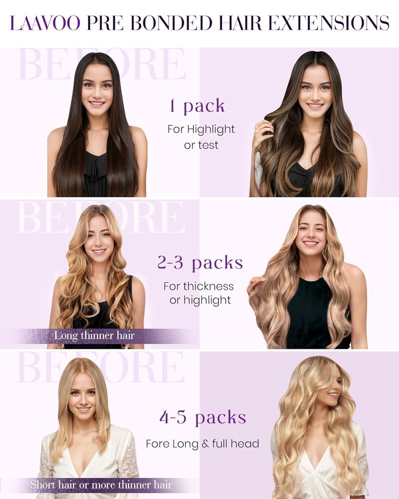 LaaVoo 18-Inch Micro Loop Hair Extensions - Black Human Hair with Keratin & Silicone Beads | 50g Stick Tip