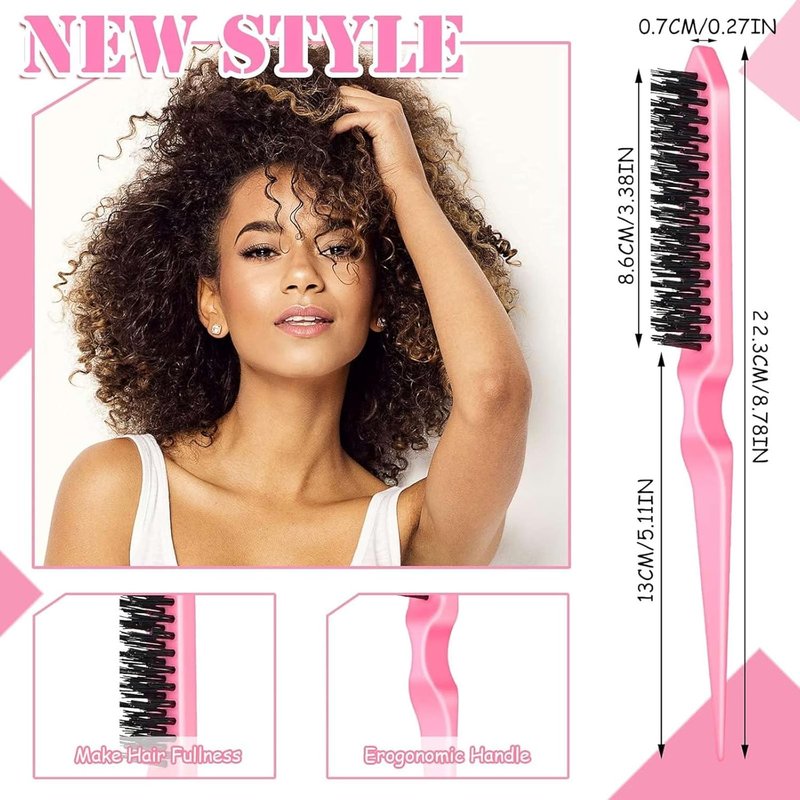 90 Piece Hair Styling Set - Teasing Brushes, Rat Tail Combs & Edge Brushes for Women & Kids | Pink