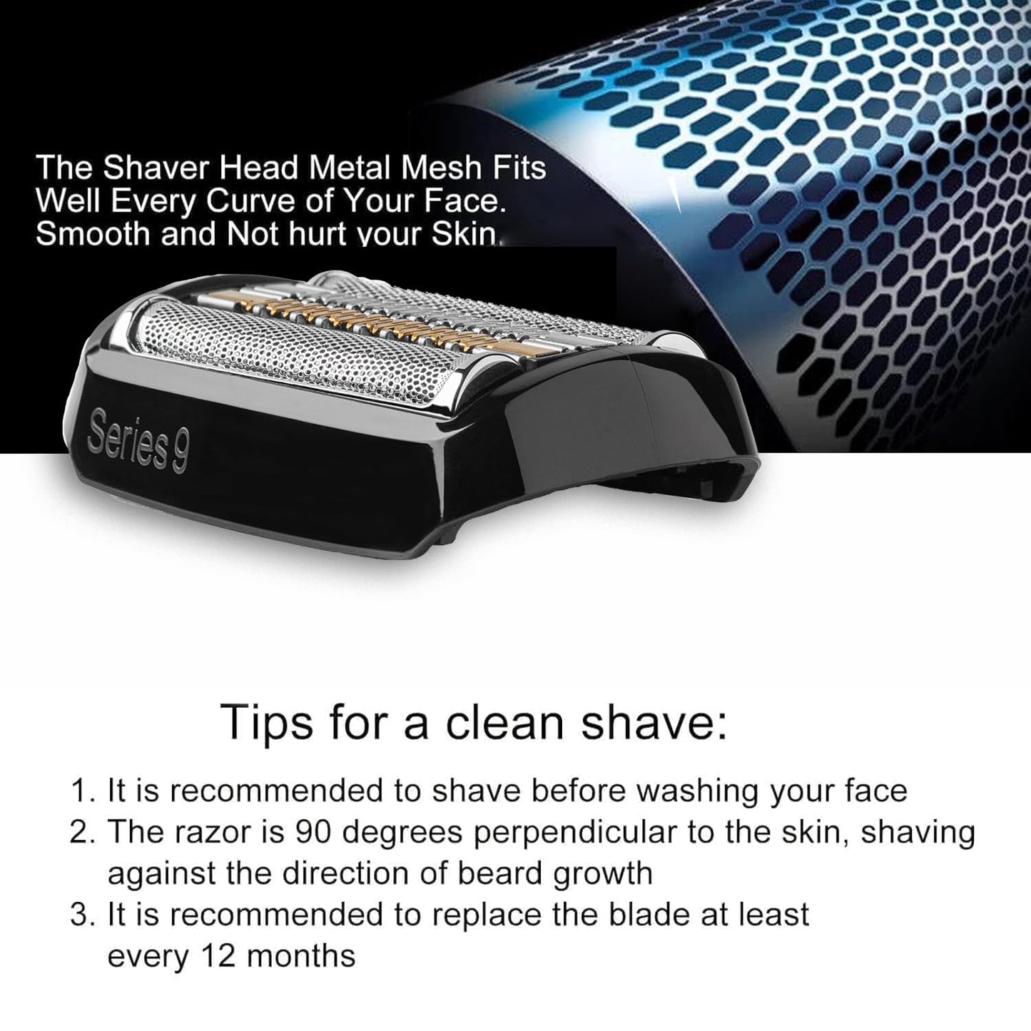 Series 9 Electric Shaver Replacement Head 92B Compatible with Braun S9 Sport Replacement Head, 92B Foil Blades for All Series 9 Shavers 9477cc,9330s,9465cc,9460cc,9419s,9390cc,9385cc