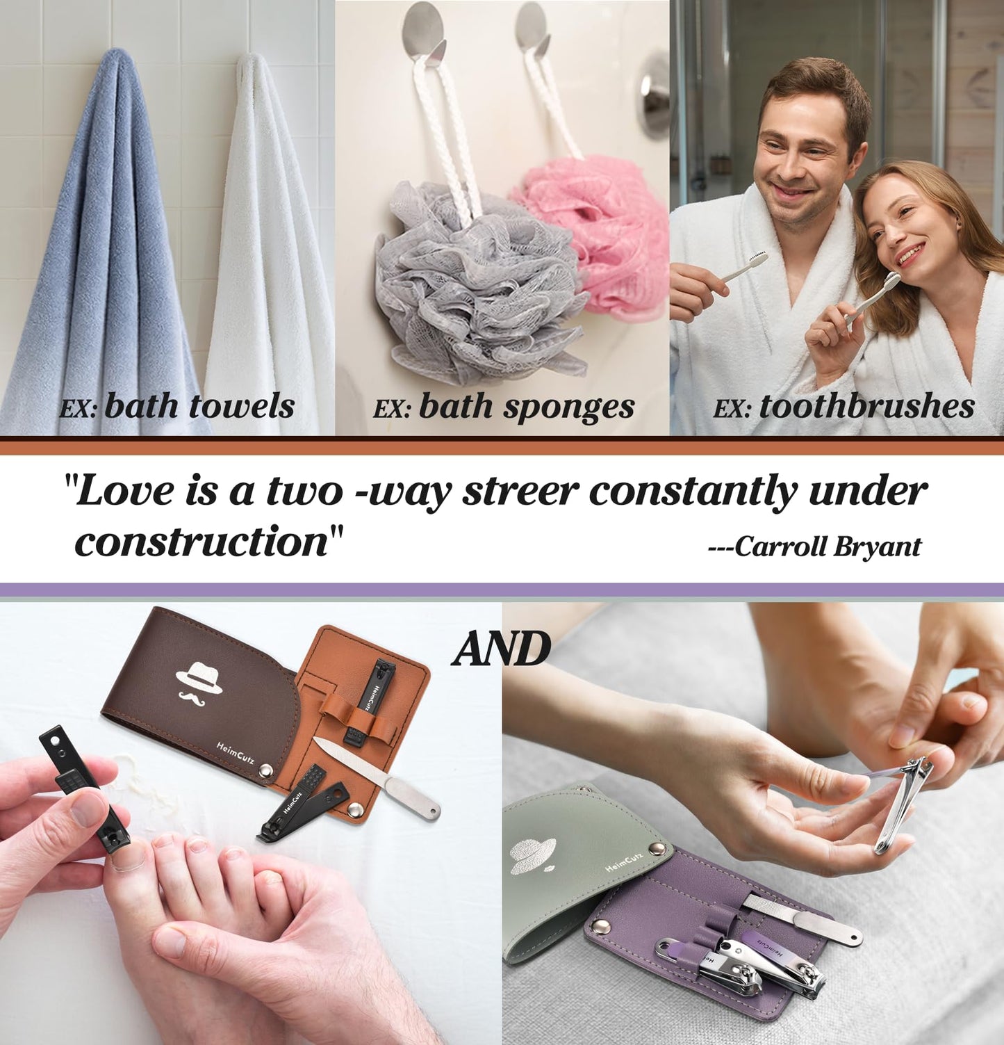Toenail and Finger Nail Clippers Set: Separate Personal Nail Cutter Set for Men and Women, Travel Fingernail & Toe Nail Trimmer kit for Adult, Ideal for Wedding Gifts and Engagement Gifts for Couples