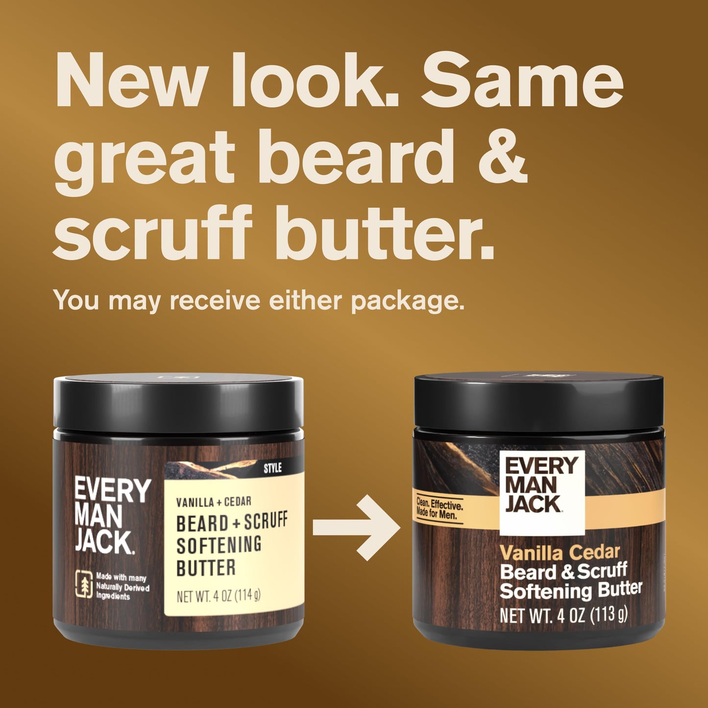 Every Man Jack Beard & Scruff Softening Butter- Vanilla & Cedar Fragrance - Hydrates & Styles Dry, Unruly Beards While Relieving Itch - Made with Shea Butter & Coconut Oil - 4 oz (2 Pack)