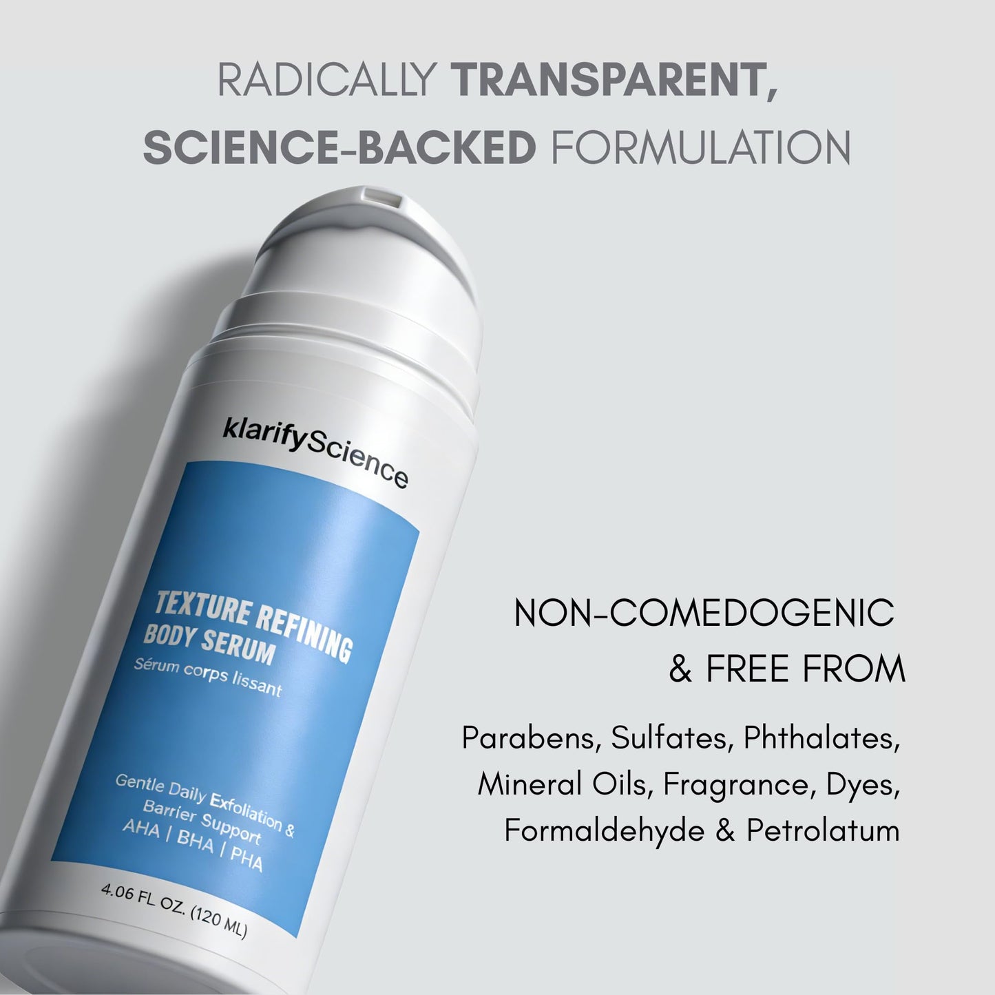 klarifyScience KP Treatment Serum - Triple Acid Complex (AHA + BHA + PHA) for Keratosis Pilaris | Gentle Daily Face and Body Serum for Rough Bumpy Skin, Strawberry Legs & Ingrown Hairs | 4 fl oz