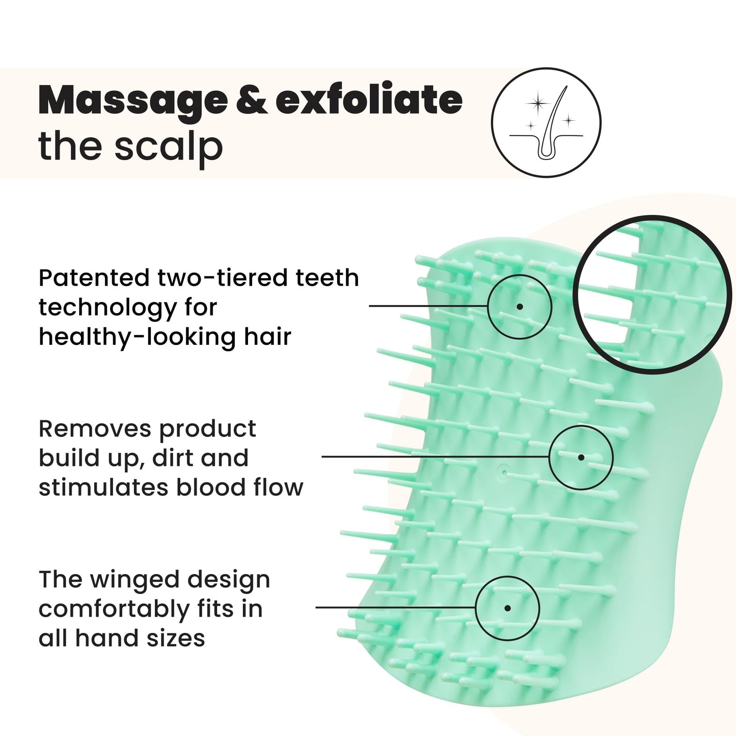 Tangle Teezer Scalp & Shampoo Hairbrush, to Exfoliate, Massage, and Cleanse, for All Hair Types, Mint