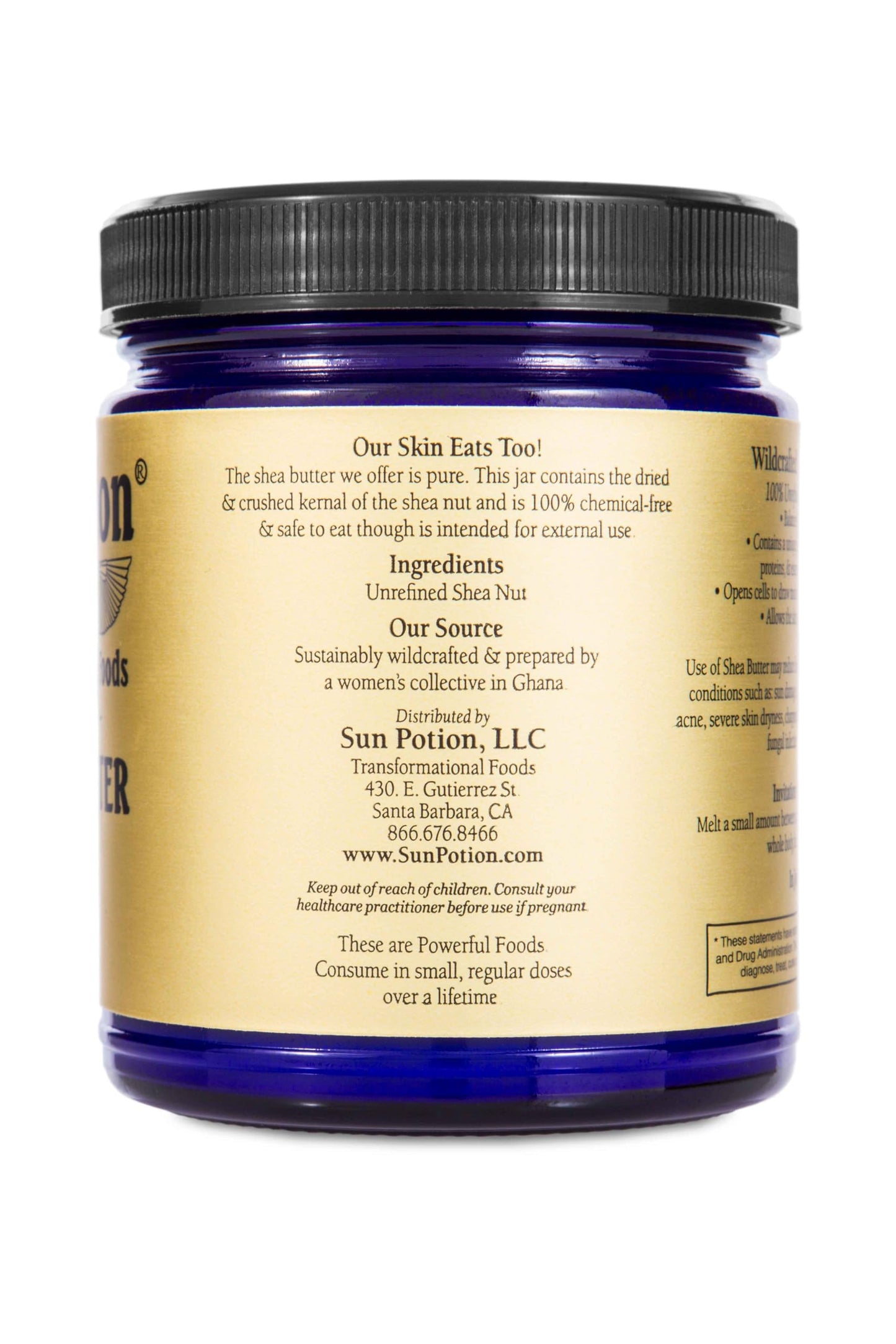 Sun Potion Unrefined Shea Butter Raw | 100% Pure Wildcrafted African Shea Nut Butter | Natural Moisturizer for Skin & Body | Non-GMO | No Added Fragrances | Chemical Free | 222g
