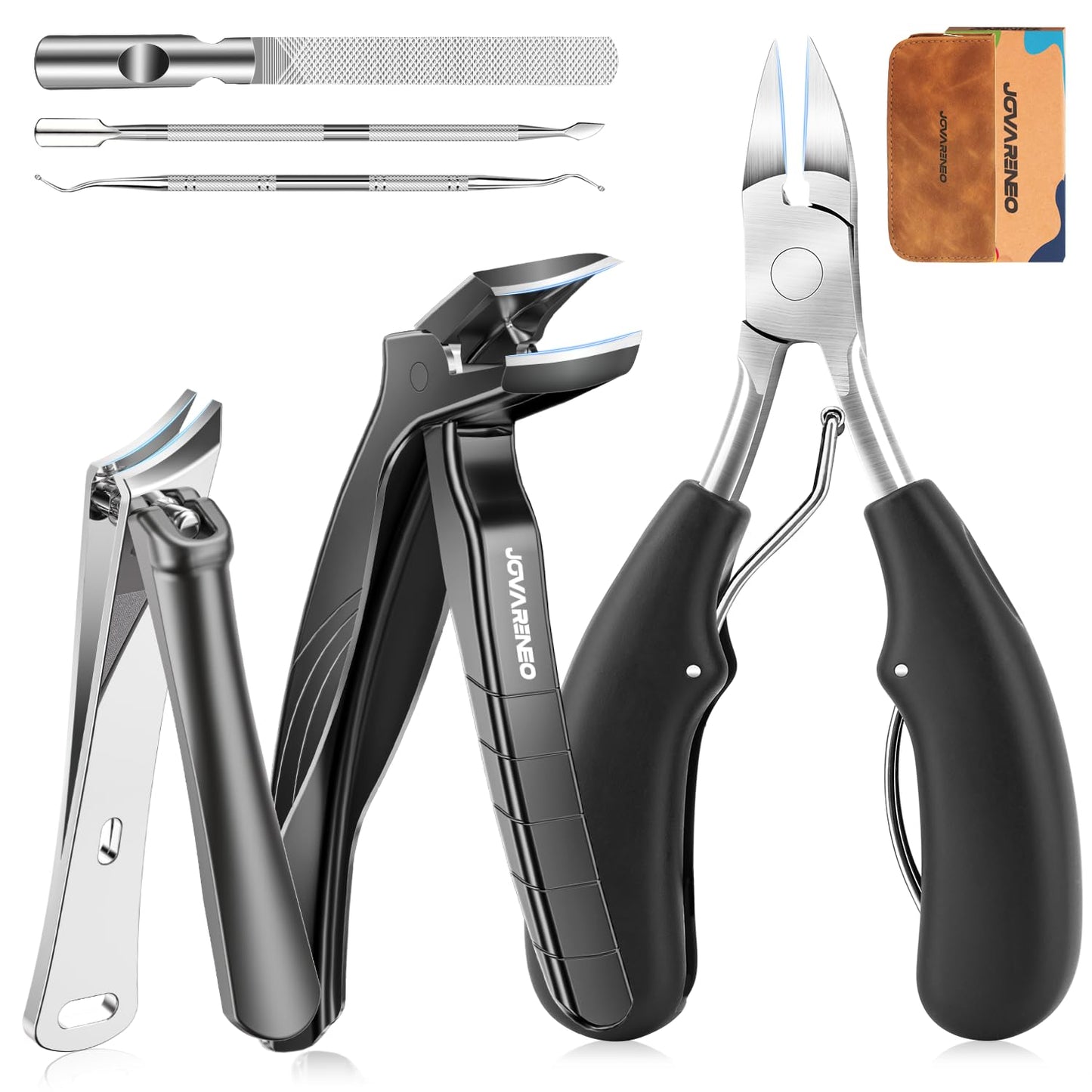 Nail Clippers for Seniors, Heavy Duty Ingrown Toenail Clippers with Long Handle, Woodpecker Angled Head Toe Nail Clippers and Slanted Nail Cutter for Thick Nail for Men Women Pregnant Elderly 6Pcs