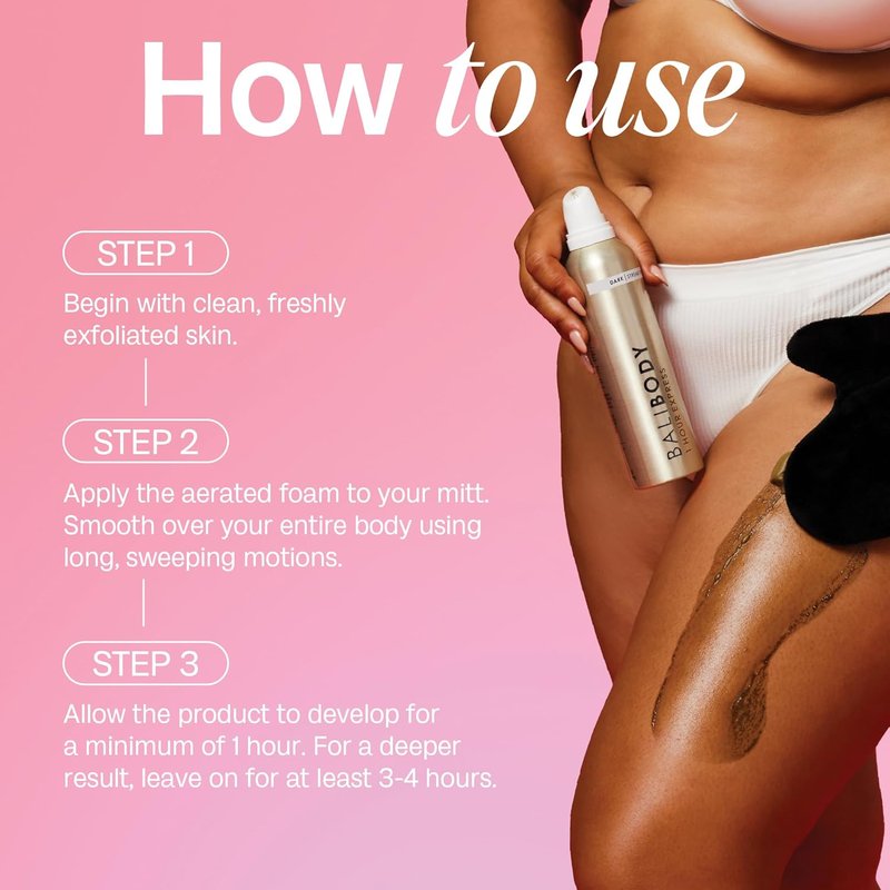 Bali Body 1-Hour Express Self Tanner Foam - Dark Shade, Fast-Drying & Streak-Free | Vegan & Cruelty-Free (225 ml)