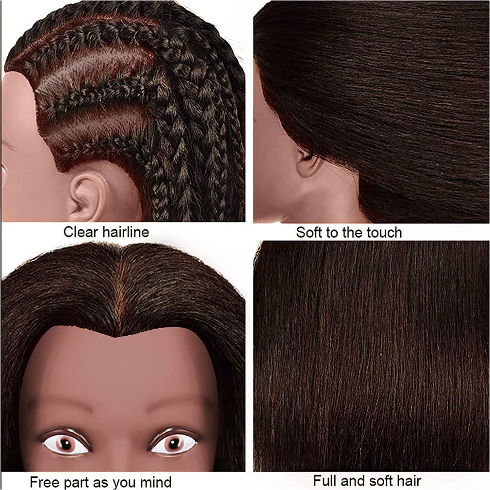 FABA Mannequin Head Human Hair, Dark Brown, 20"-22", 100% Real Hair