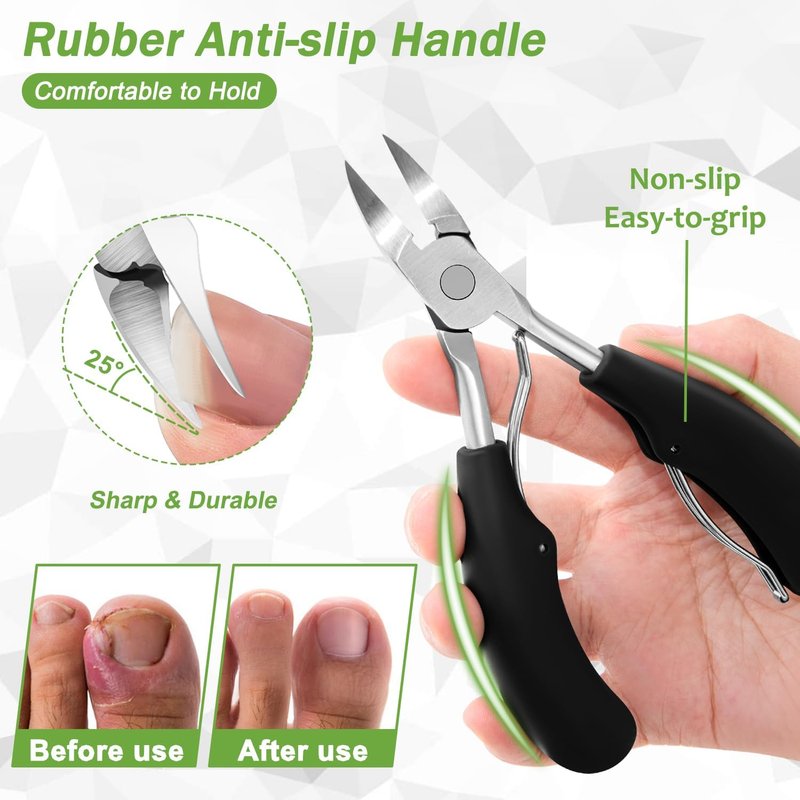 Thick Toenail Clippers - Heavy Duty Nail Clippers for Seniors | 5-Piece Set for Ingrown Nails