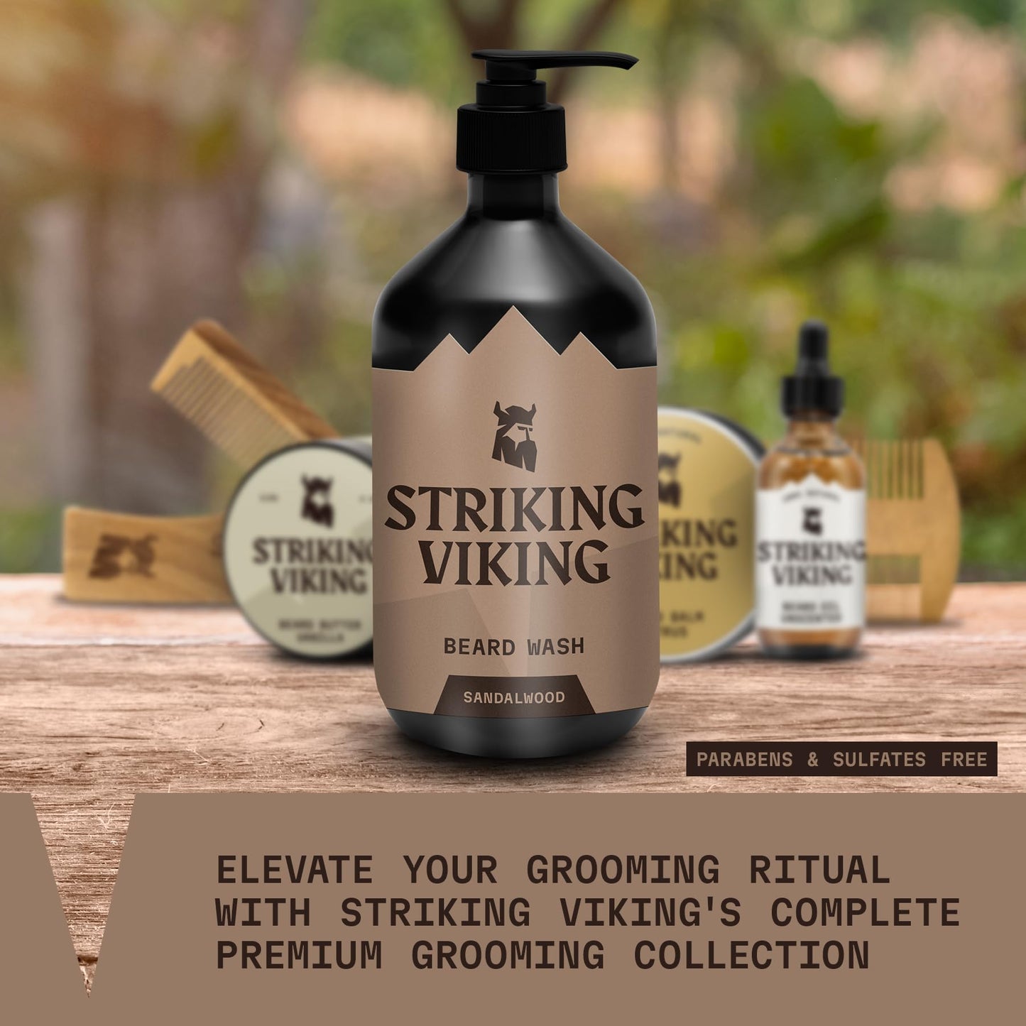 Striking Viking Beard Oil Sandalwood (2oz) & Beard Wash Sandalwood (17oz)