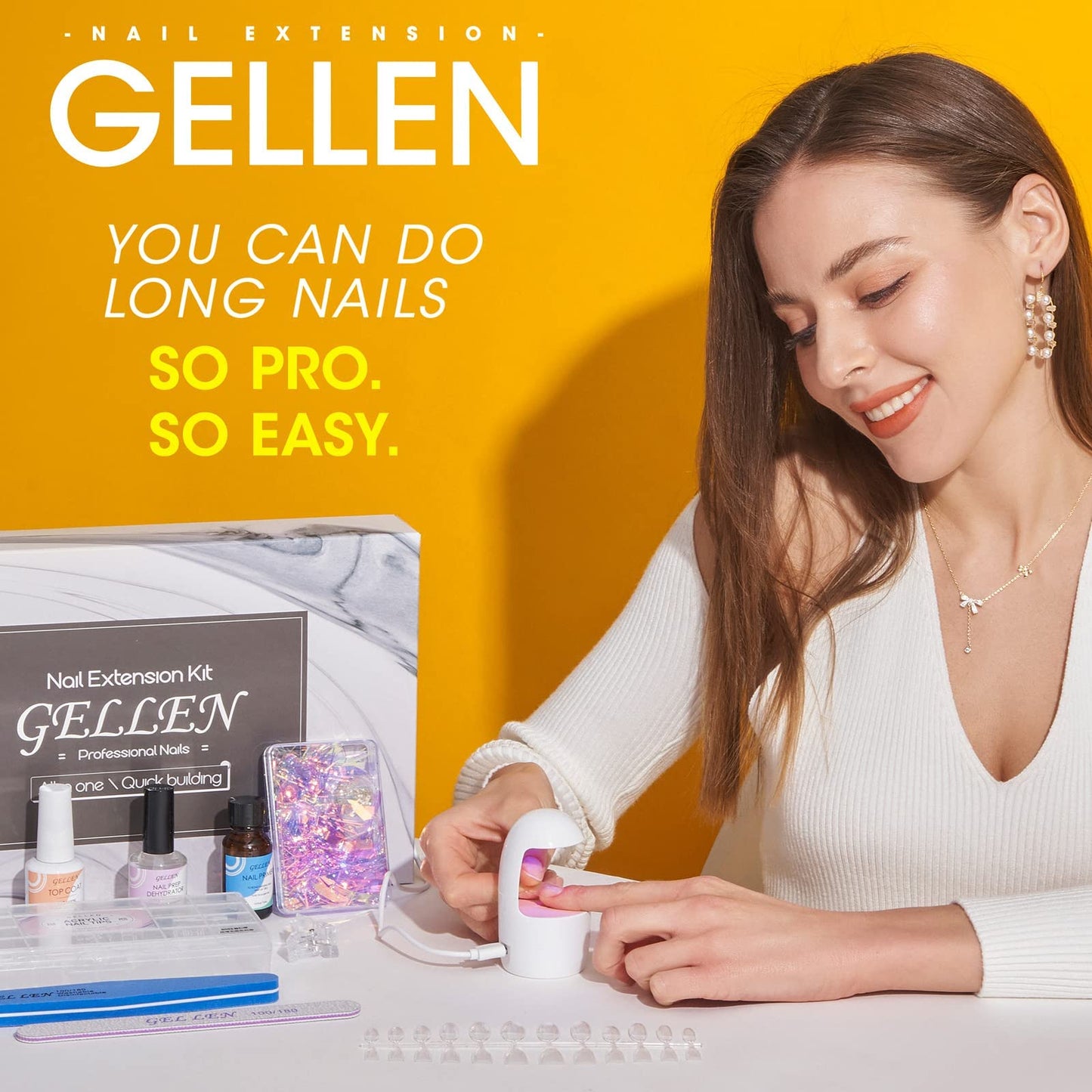 Gellen Gel Nail Extension Kit, 240PCS Almond Tips With UV/LED Lamp