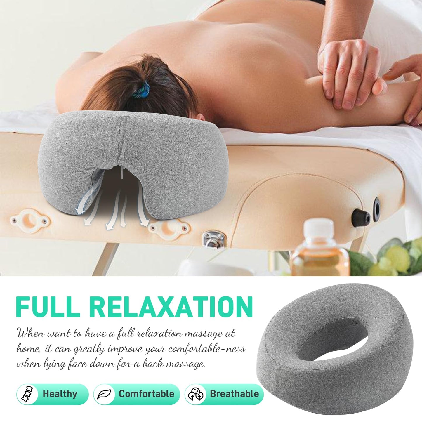 DabaTag Face Down Pillow Massage Headrest for Bed, Face Pillow for Stomach Sleeping, Face Cradle, Massage/BBL Pillow After Surgery Post Eye Surgery Recovery