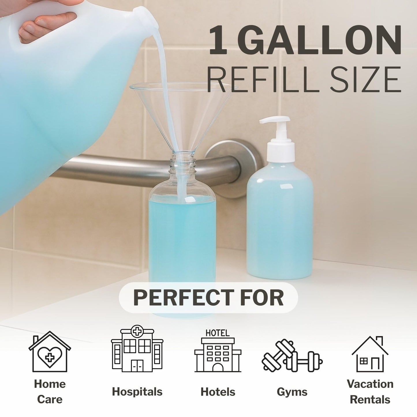 McKesson Body Wash and Shampoo - 1  Gallon Bulk Refill Full Body Wash with Aloe, Summer Rain Scent - Sensitive Skin & Hair 2‑in‑1