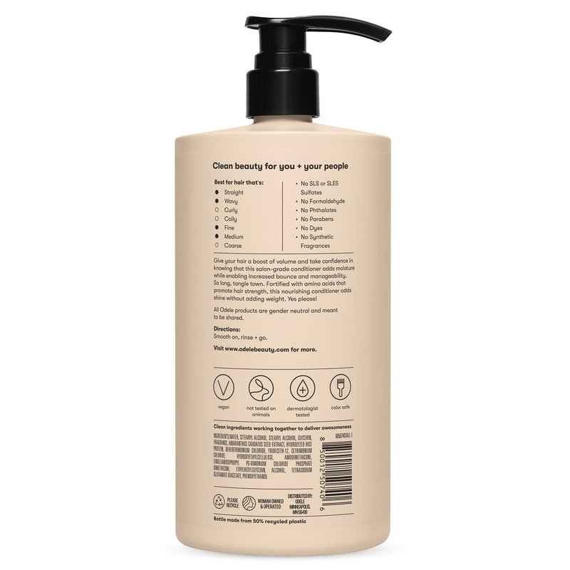 Odele Volumizing Sulfate-Free Conditioner, Adds Moisture, Shine, and Fullness for Straight or Wavy Hair Types, 32 Fl Oz