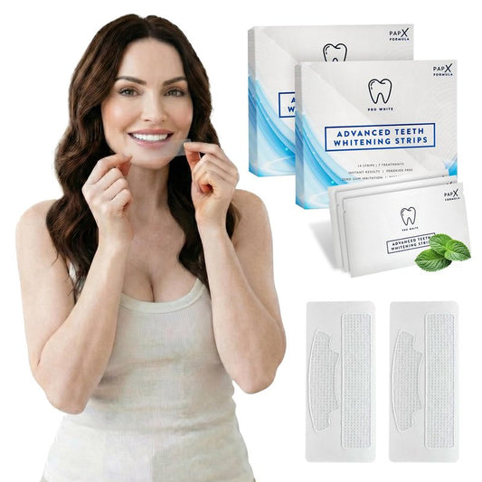 Pro White Advanced Whitening Strips - Teeth Strips with Fresh Mint Flavor- Whitening Strips With 28 Applications for Easy Daily Use - Refresh Your Smile with Fast Acting Teeth Whitening Strips- 2 pack