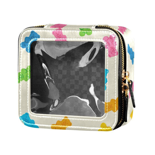 KICPOAY Clear Makeup Bag Gummy Bear Jelly Candy Colorful Travel Toiletry Bag with Zipper Small MakeUp Organizer Travel Essentials Cosmetic Bags for Women