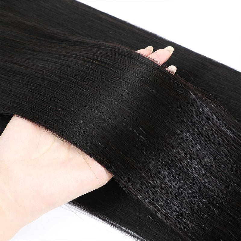 Raw Human Hair Bundles - 100% Burmese Virgin Straight Extensions | Silky Smooth, Can Be Dyed, 14 Inch