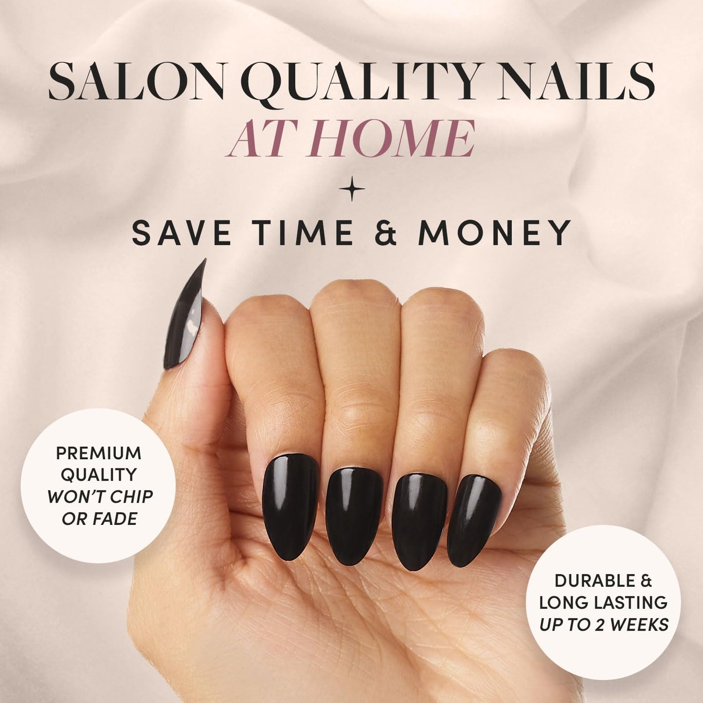Glamnetic Press-On Nails Bundle - Angel & Boba | Opaque White Short Almond Nails | Opaque Black Short Almond Nails | Reusable Nail Kits