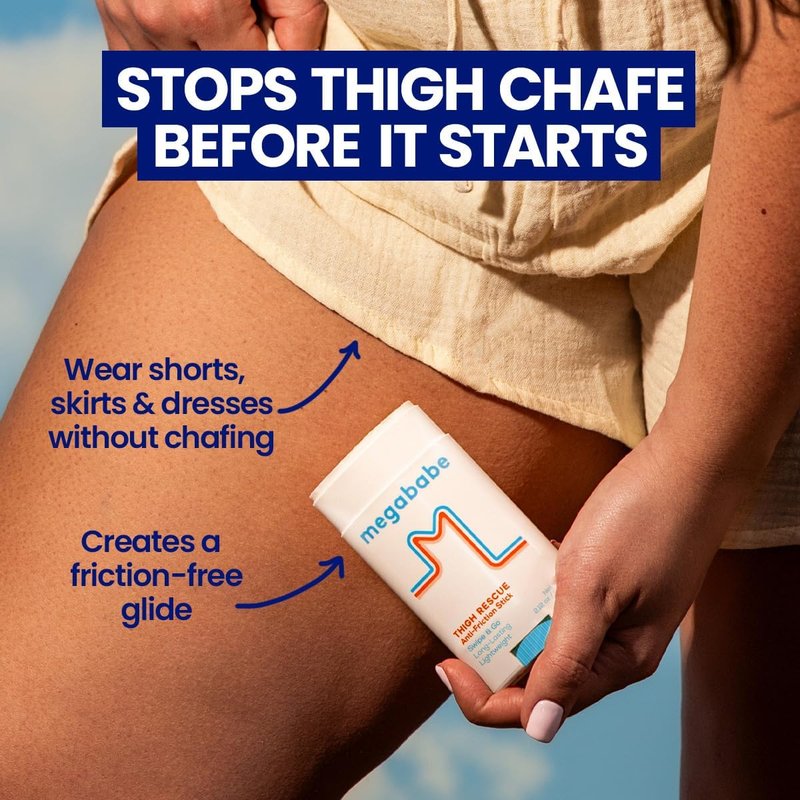 Megababe Thigh Rescue Anti-Chafe Stick - Prevent Skin Chafe & Irritation | Ideal for Thighs, Arms & Bra-Lines
