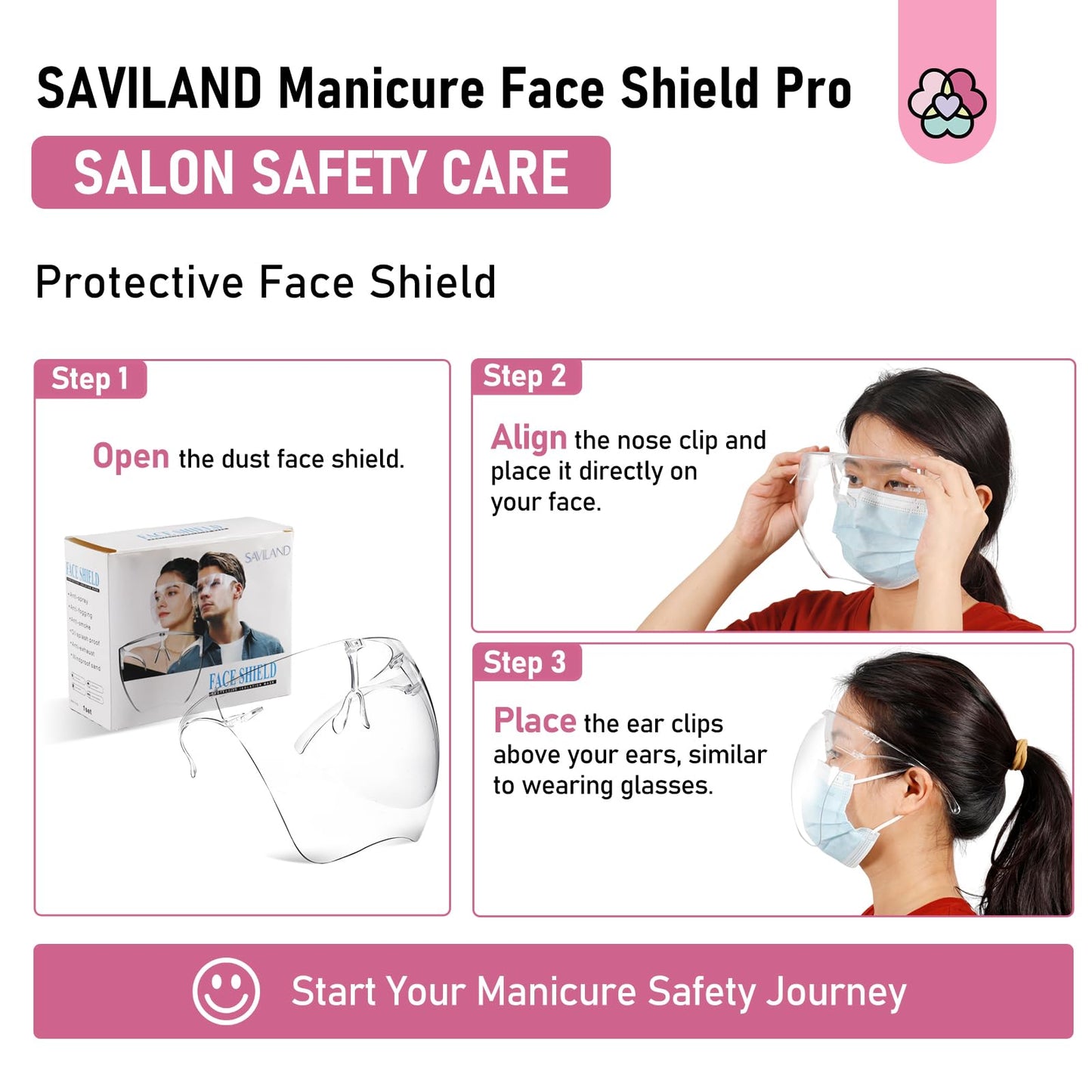 SAVILAND 300W U V LED Nail Lamp: Motion Sensor Nail Dryer Super Fast Curing U V Light SAVILAND Nail Face Mask for Nail Drill: Salon Clear Visibility & Comfortable Wear Full Face Mask Splash Resistant