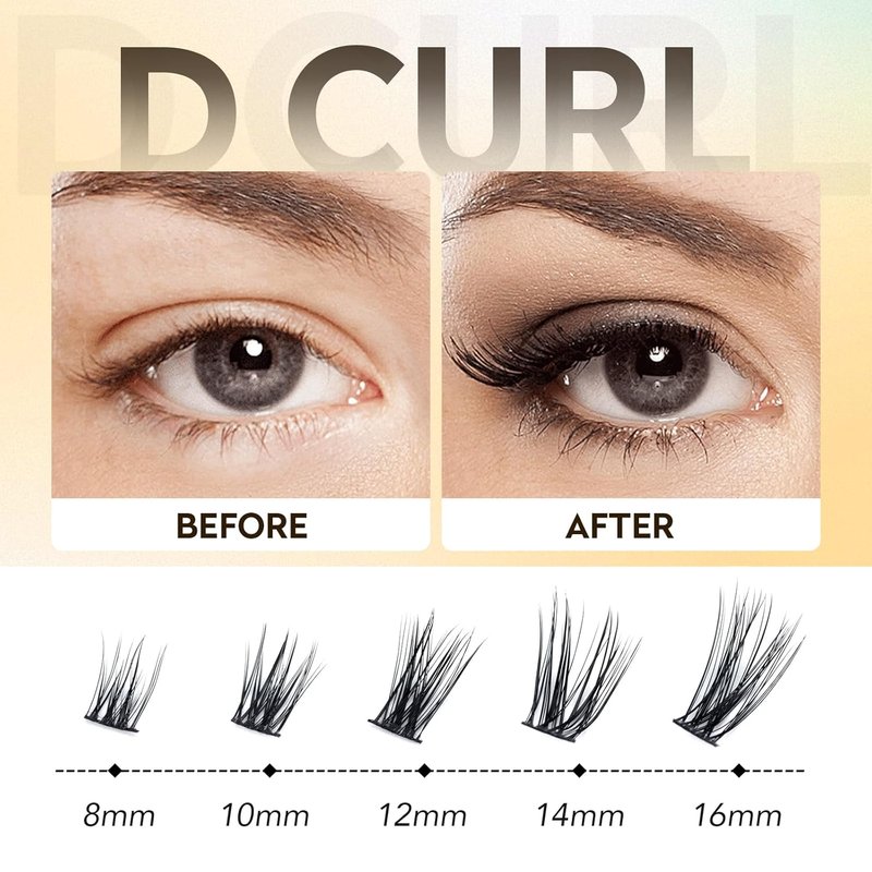 Lash Clusters - 168 Pcs D Curl Individual Eyelashes | Soft Wispy DIY Extensions 8-16mm