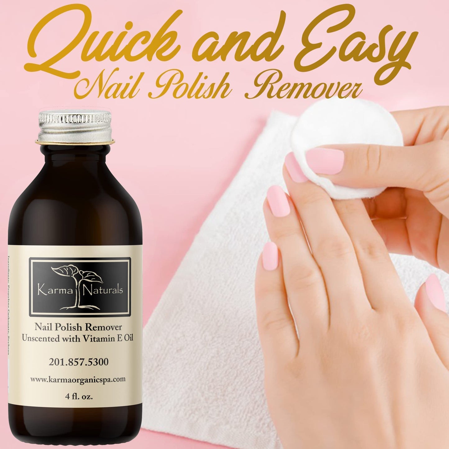 Karma Organic Nail Polish Remover & Nail Deep Nutrition Bundle – Natural Unscented Nail Polish Remover (4FL-Oz) Deep Nutrition Nails Strengthener Nail Treatment (0.43FL-Oz)