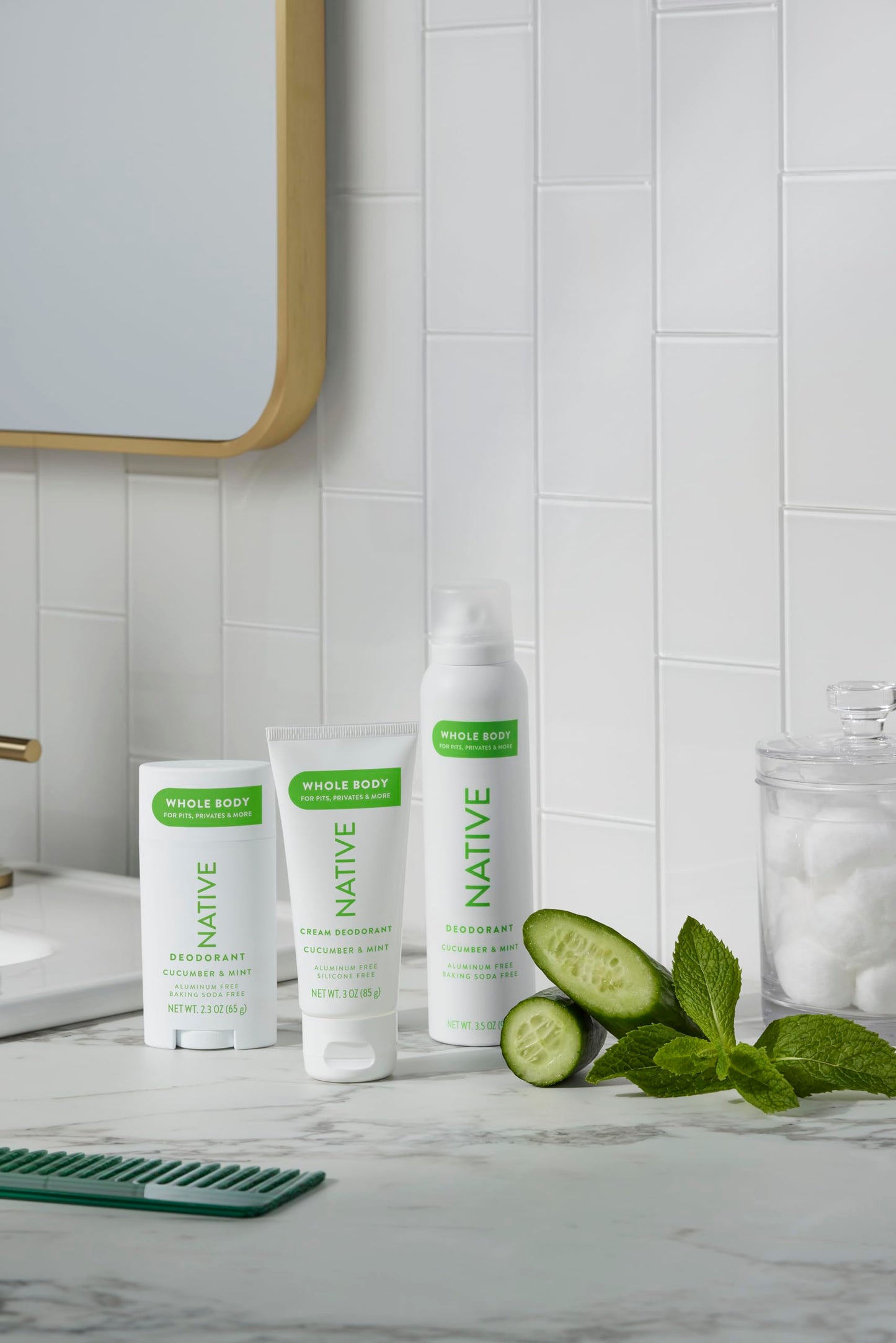 Native Whole Body Deodorant Cream Contains Naturally Derived Ingredients, Deodorant for Women & Men | 72 Hour Odor Protection, Aluminum Free with Coconut Oil and Shea Butter | Cucumber & Mint