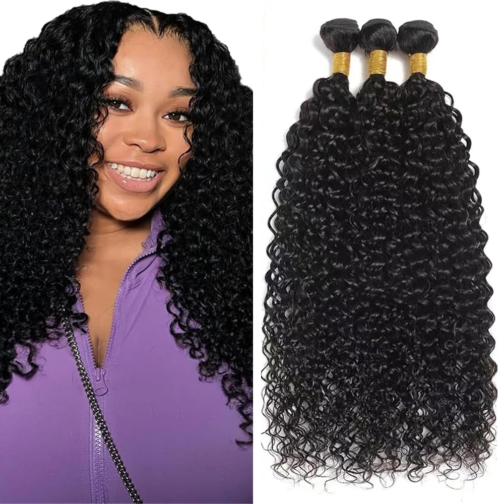 Curly Bundles Human Hair 14 16 18 inch Human Hair Bundle Natural Black 3 Bundles Kinky Curly Bundle for Women 150g
