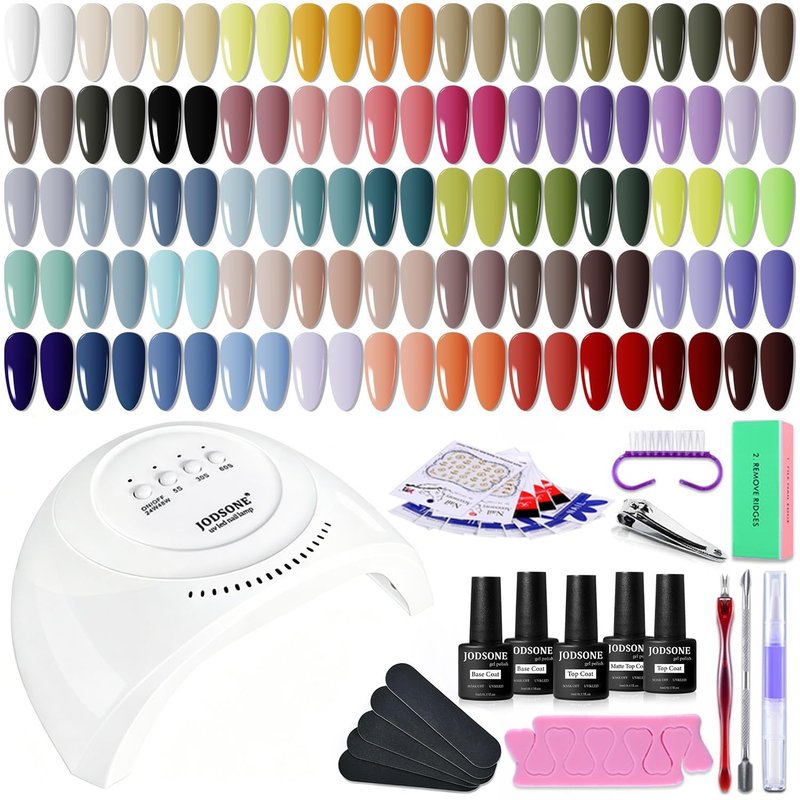 JODSONE Gel Nail Polish Kit - 60 PCS with UV Light | 55 Vibrant Colors, Base & Top Coat Included