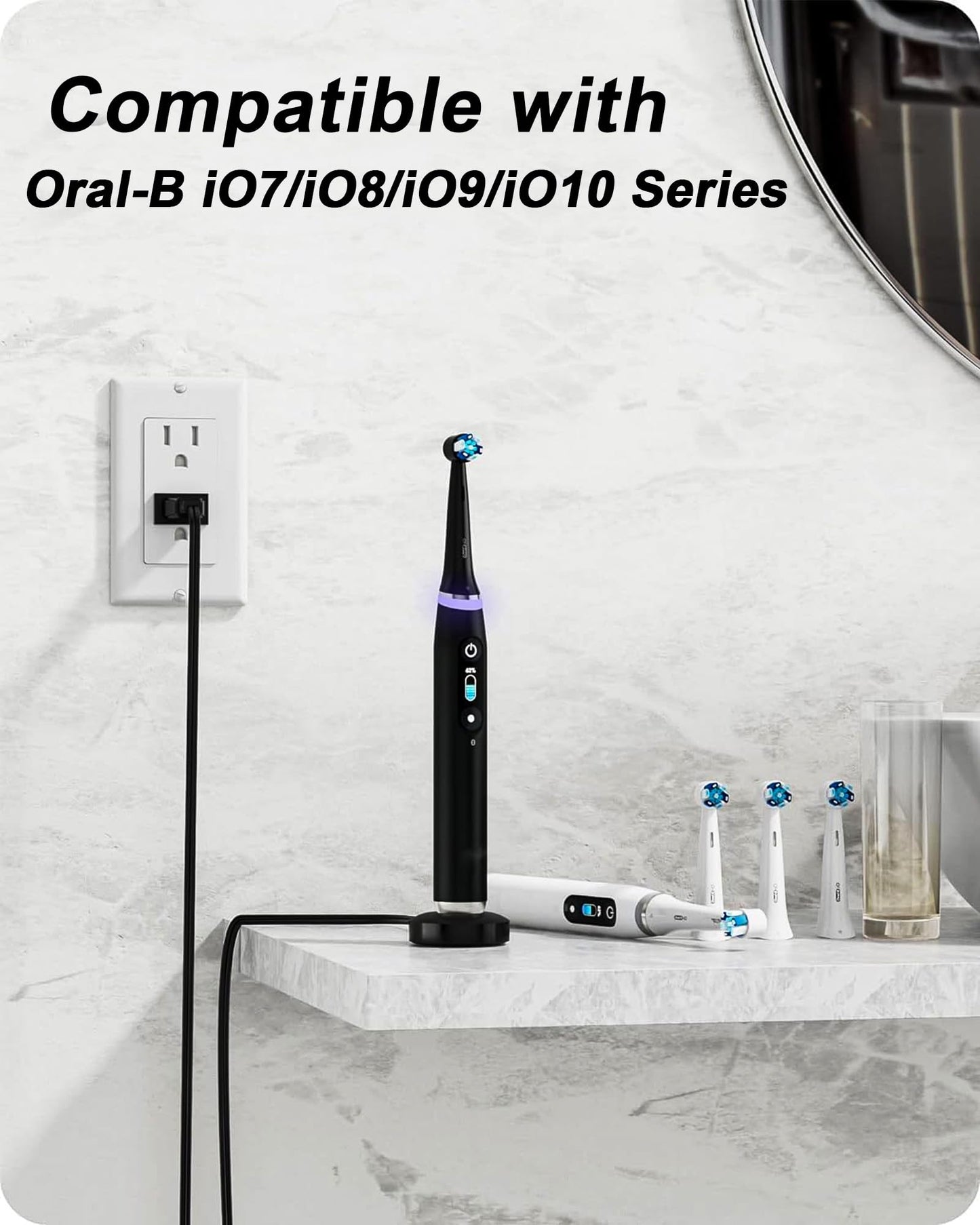 WUKUR Magnetic Charger for Oral-B iO Series 7/8/9/10 Electric Toothbrush, Magnetic Charging Base Compatible with Oral-B Electric Toothbrush iO Series (Black)
