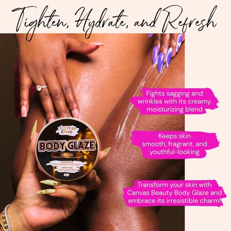 Canvas Beauty Body Glaze, Moisturizing Non-Greasy Body Butter for Women With Beeswax, Jojoba Oil, and Rice Bran for Soft and Glowy Skin (VANILLIONAIRE)