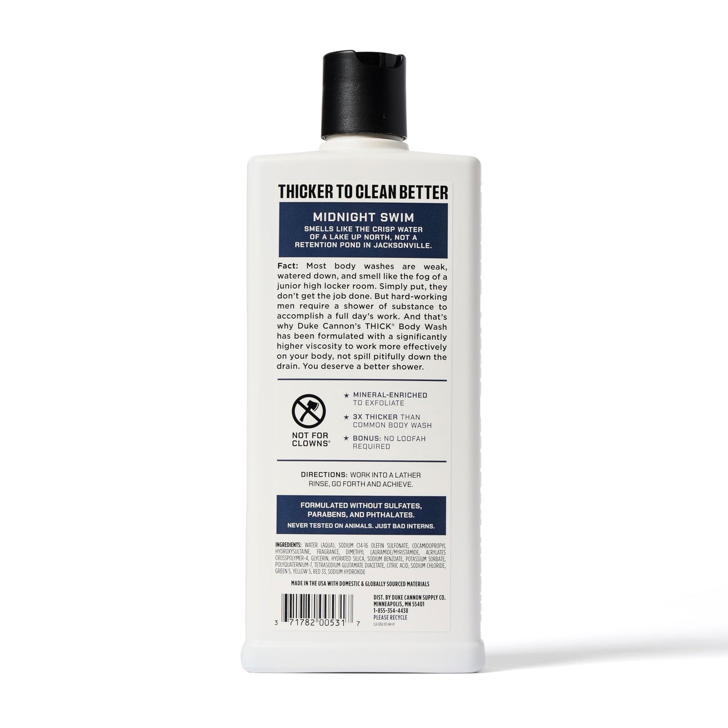 Duke Cannon Supply Co. Thick High Viscosity Body Wash - 3X Thicker, Plant-Based Body Wash for Men with Lasting Scent - Mens Body Scrub - Sawtooth, Midnight Swim & Bourbon (18oz)