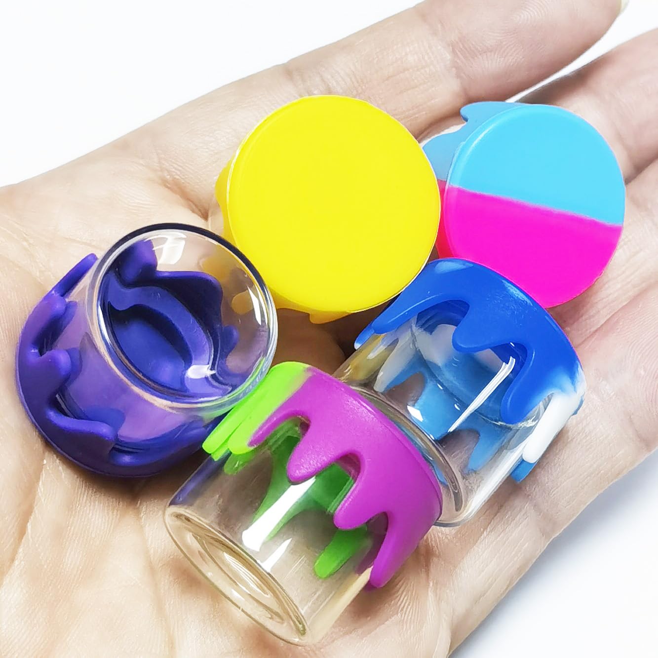 KUVIS 6ml Silicone Glass Wax Containers Airtight with Silicone Lid Concentrate Jar Multi Use (100)