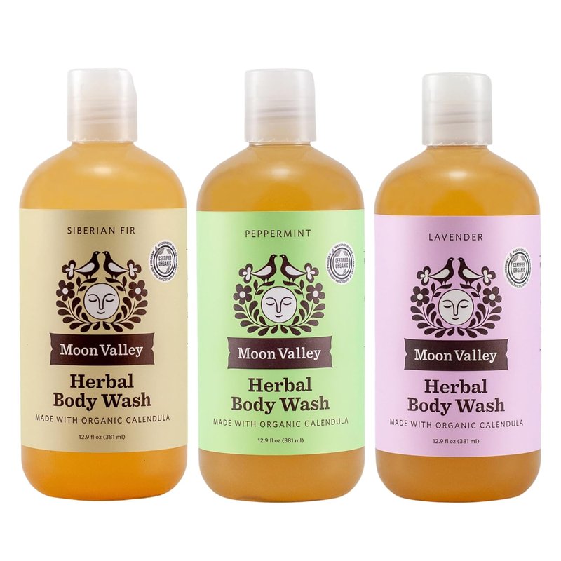 Herbal Body Wash Set - Lavender, Peppermint & Siberian Fir | All-Natural, Vegan, Moisturizing Essential Oils - 3 Pack